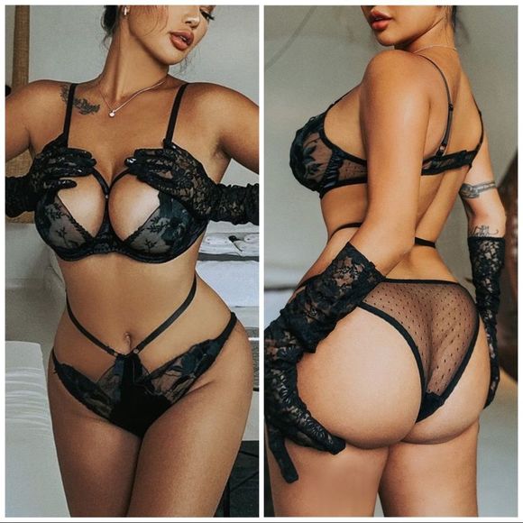 ❤️ NEW sexy embroidery mesh underwire lingerie set - Picture 1 of 6